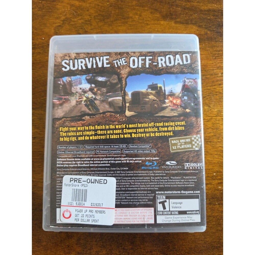 Sony PlayStation 3 MotorStorm 2007 Complete in Box, Tested